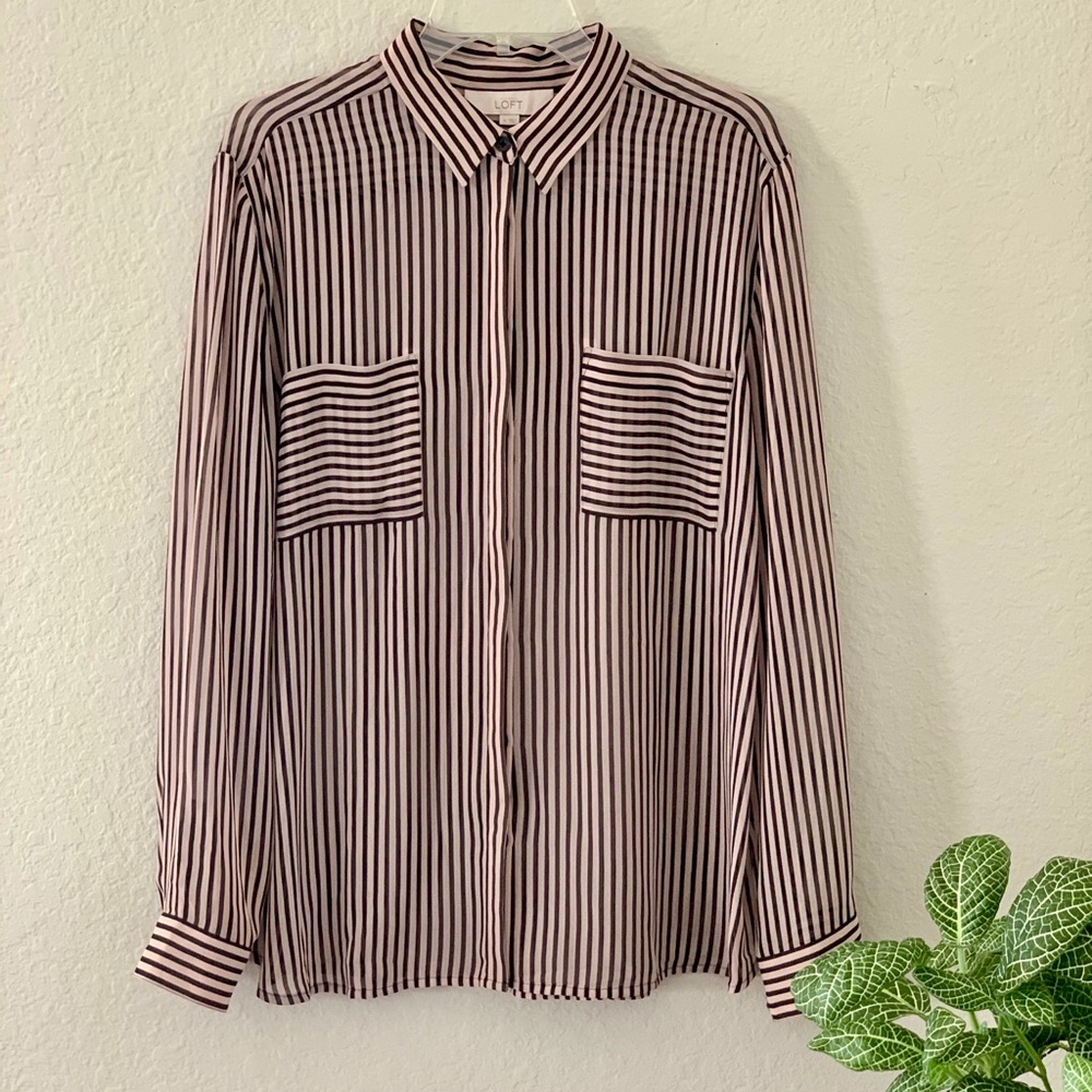 LOFT Sheer Striped Blouse